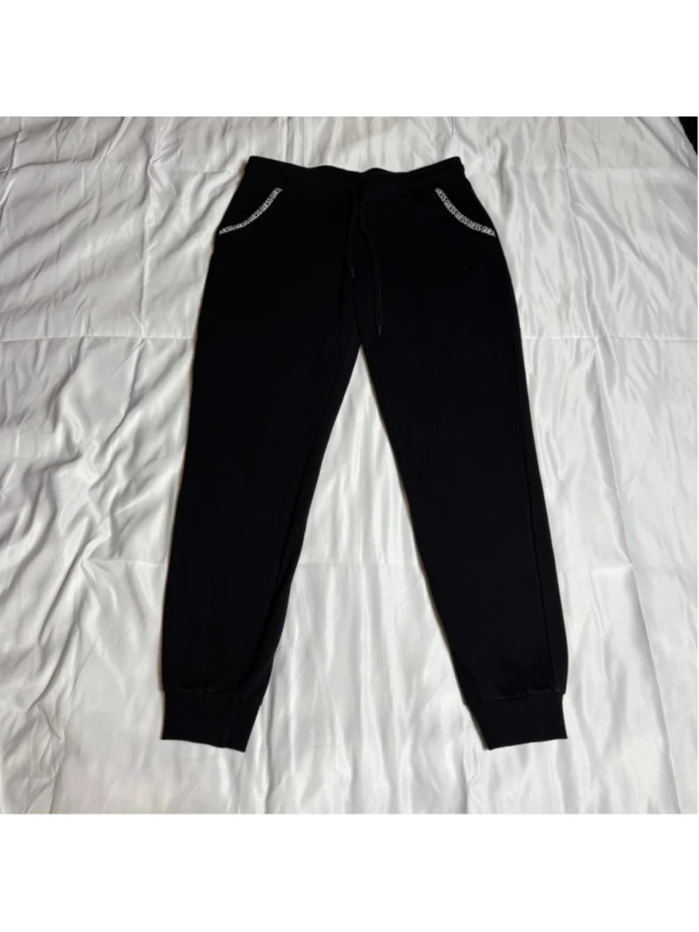 Women's GUESS Black Joggers with White Logo Trim Size M